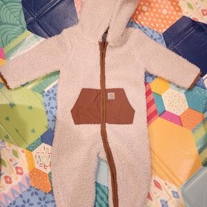Carhartt Kids Sherpa One Piece - Cream and Brown